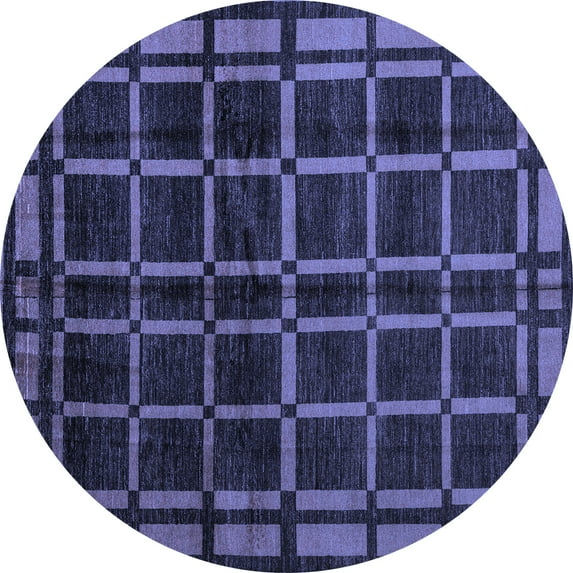 Ahgly Company Indoor Round Oriental Blue Modern Area Rugs, 4' Round