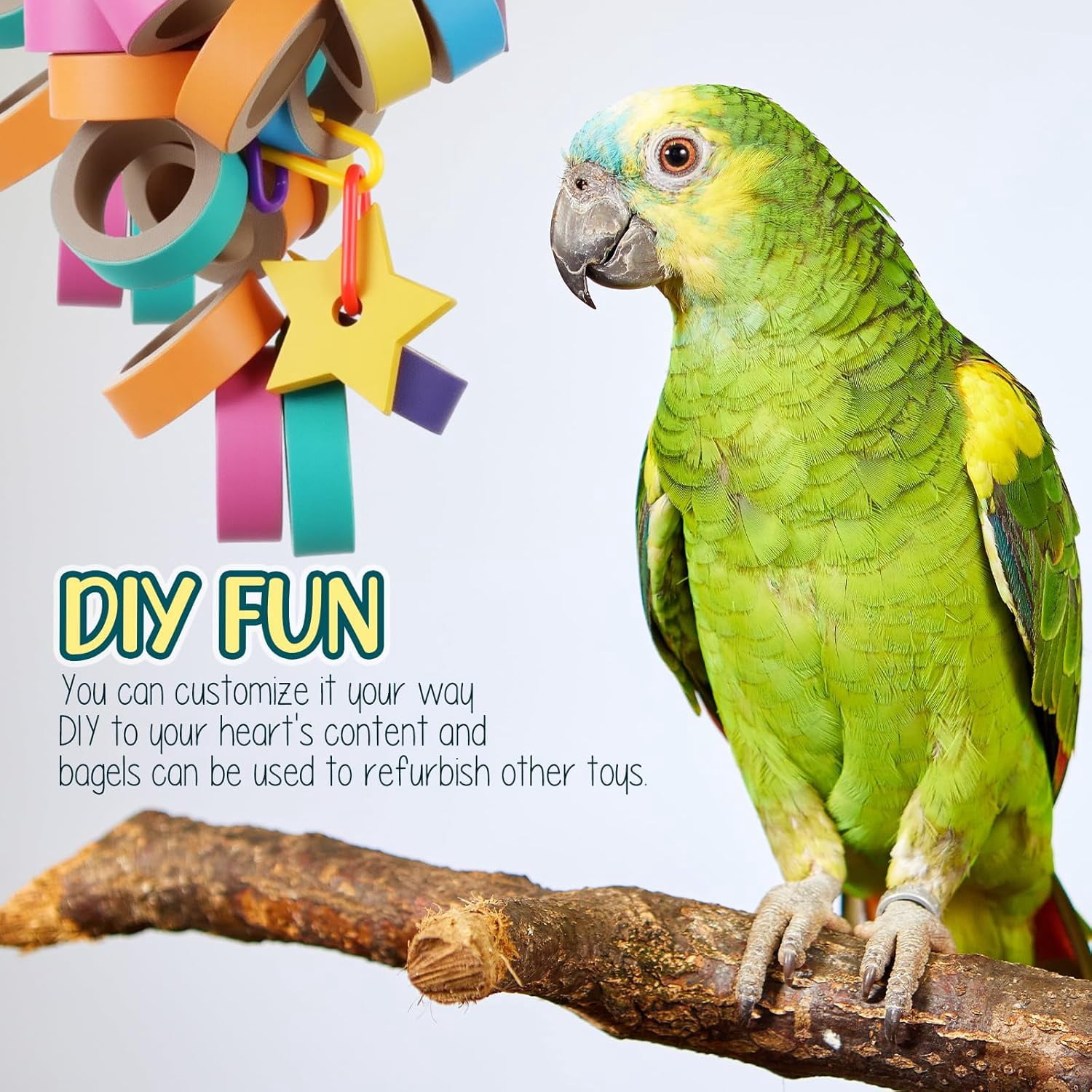 120 Pcs Bagels Bird Toys Bulk for Parrots Cardboard Core Bird Toy Chewing Shredding Foraging Play Foot for Medium and Large Parrot Mini Macaws African Grey Cockatoos