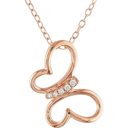 Diamond Accent Pink-plated Sterling Silv