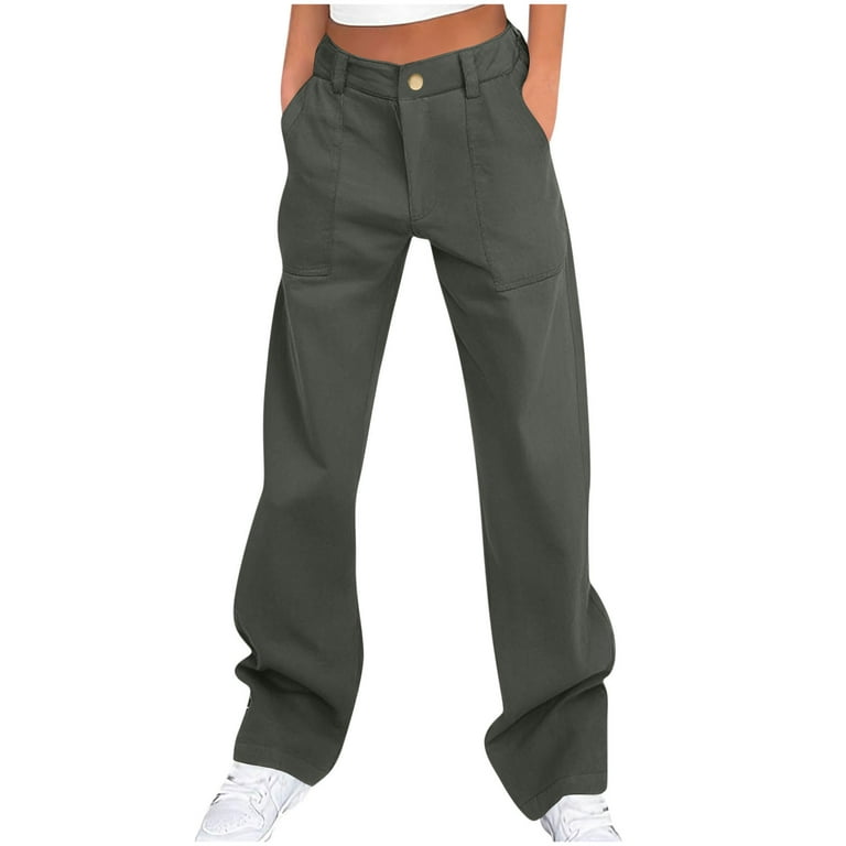 Fanxing Womens High Waisted Cargo Pants Wide Leg Casual Travel