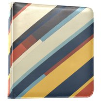 FORMRS 3 Ring Photo Album 4"x6" Self Adhesive Large Capacity PU Leather Cover, Retro Colorful Stripes