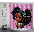 thumbnail image 6 of 4PCS Black Girl Magic Shower Curtain Set, Cute Princess African American Girl Pink Bathroom Decor for Girls Kids Teens, Inspirational Gifts for Women, Non-Slip Bath Mats Toilet Rugs, 6 of 12