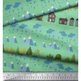thumbnail image 2 of Soimoi Rayon Fabric Tree,House & Raindrop Nature Printed Fabric 1 Yard 56 Inch Wide, 2 of 3