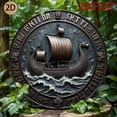 thumbnail image 6 of HELLOYOUNG Vintage Viking Ship 3D Metal Wall Art Nordic Rustic Nautical Decor Aluminum Norse Mythology Indoor for Home Office Cafe, 6 of 9