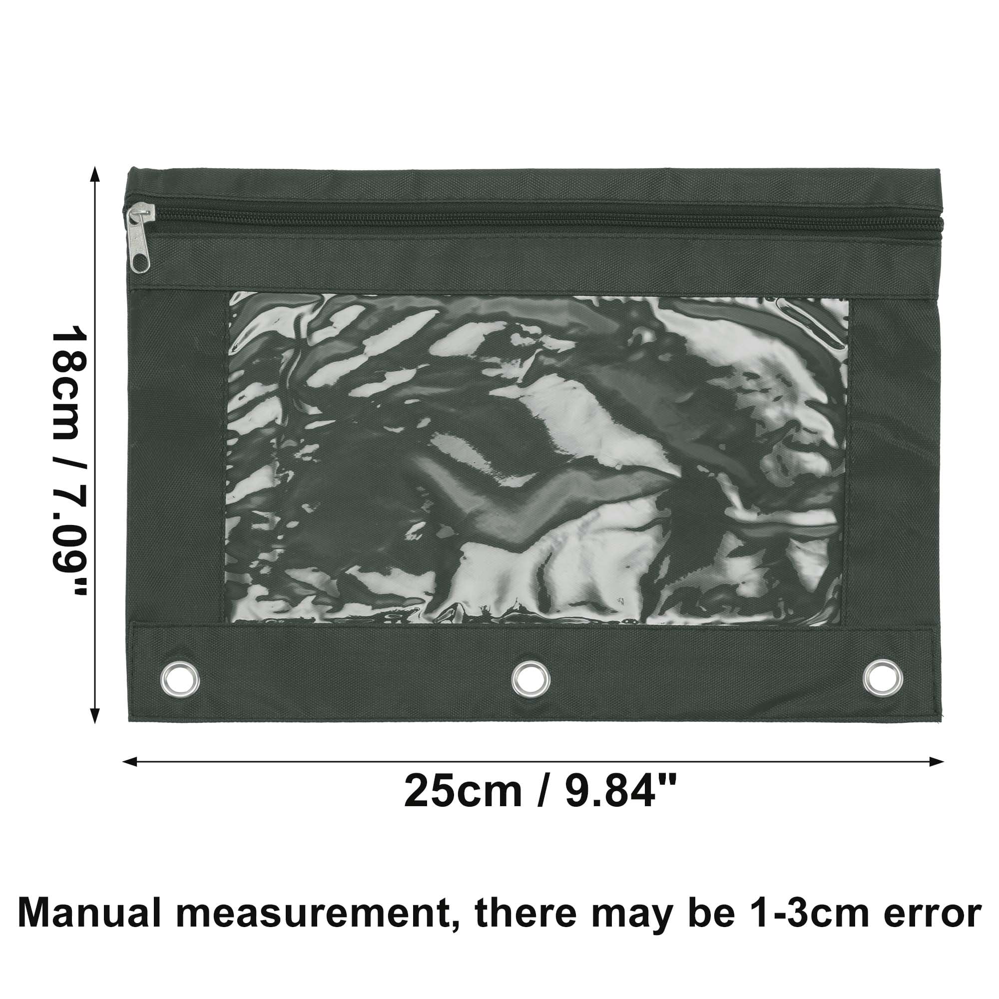Unique Bargains Pencil Case for 3 Ring Binder, Double Layer, Smooth Zipper Dark Gray
