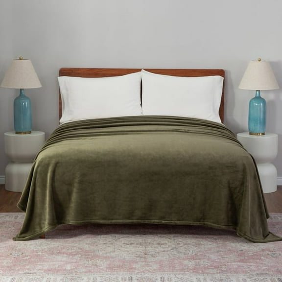 Berkshire Luxeloft Plush Blanket (Queen Size, Green)