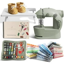 Virtu 122 PC Mini Portable Sewing Machine for Beginner, Kids Sewing Machine and Adults with Craft Supplies, Green