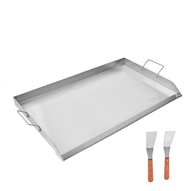 KFFKFF Stainless Steel Griddle, 36x22 inch Universal Flat Top Rectangular Plate, Gas Grill Griddle for BBQ Grill, Teppanyaki, Portable Family Cookware with Handle, for Camping Tailgating Party