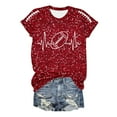 thumbnail image 4 of Football Heartbeat Graphic Tee – Women's Casual Round Neck Top in S-XXL, Comfy Summer Sport Shirt with Football Print, Everyday Wear T-Shirt for Game Day and Sports Fans, 4 of 4