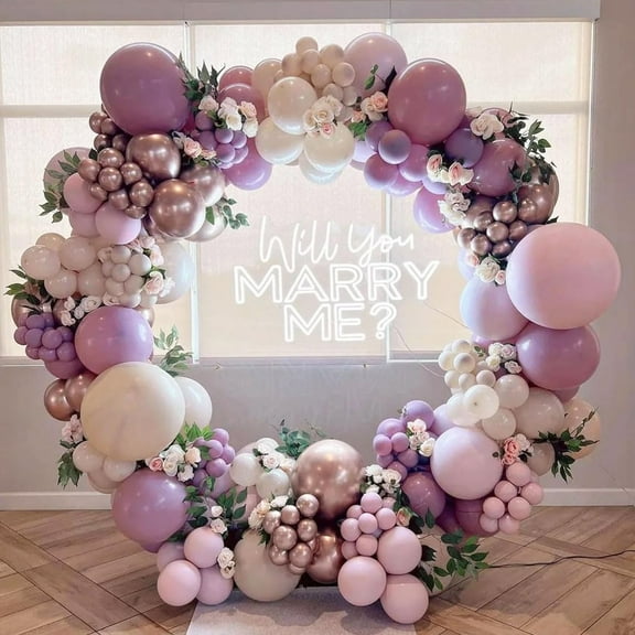 Pink Purple Balloon Garland, 120 PCS Balloon Garland with Pink Purple Sand White Balloons, Balloon Garland Party Decoration for Girls Women Birthday, Wedding, Christening, Baby Shower Decoration