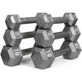 thumbnail image 4 of HolaHatha 5, 8, 10, 12 and 15 lb Cast Iron Dumbbell Weight Set with Rack, 4 of 5