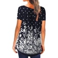 thumbnail image 4 of Camiseta de mujer Blusa informal Cuello en V Manga corta Botón Top, Negro Blanco, L Vogacara AP001374-08, 4 of 5