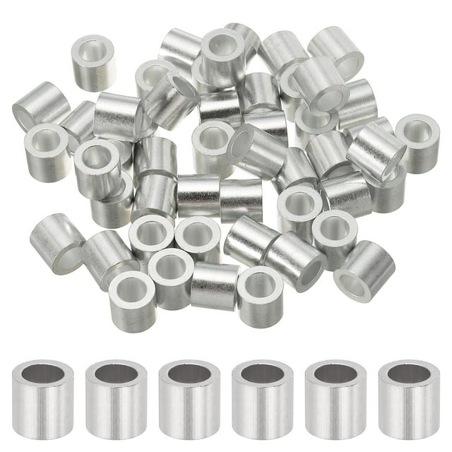 Uxcell Aluminum Crimping Loop Sleeve, Wire Rope Stop Sleeve Round Crimp Ferrules for Wire Rope and Cable 1/4"(6mm)