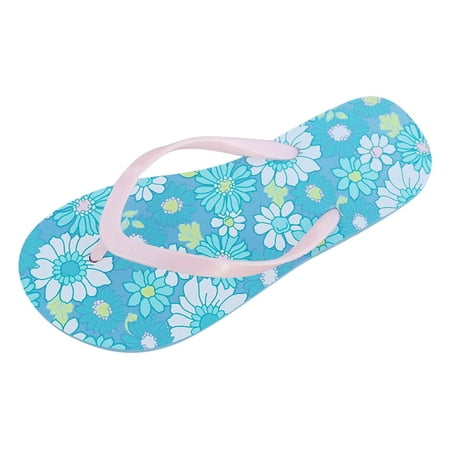 

ZTTD Women Slippers Solid Color Flip Flops Flat Flip Flops Beach Sandals Fashion Sandals Flat Summer Beach Slippers Light Blue