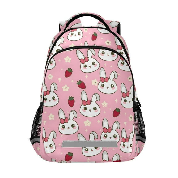 ALAZA Cute Rabbit Strawberry Star Backpack Elementary School Bag Bookbag Travel Rucksack