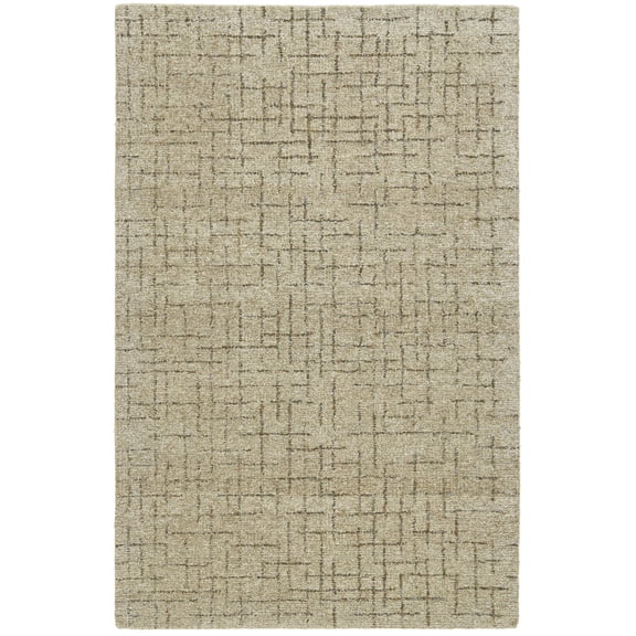5' X 8' Tan and Gray Wool Geometric Hand Tufted Area Rug