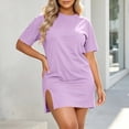 thumbnail image 5 of zbxnLI Casual Dress for Women Short Sleeve Mini Sundress Comfy Crew Neck Summer Loose Basic T Shirts Dresses, 5 of 7