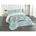 thumbnail image 3 of Ambesonne Aviation Quilted Bedspread Set 3 Pcs, Airplanes Helicopters, King Size, Multicolor, 3 of 5