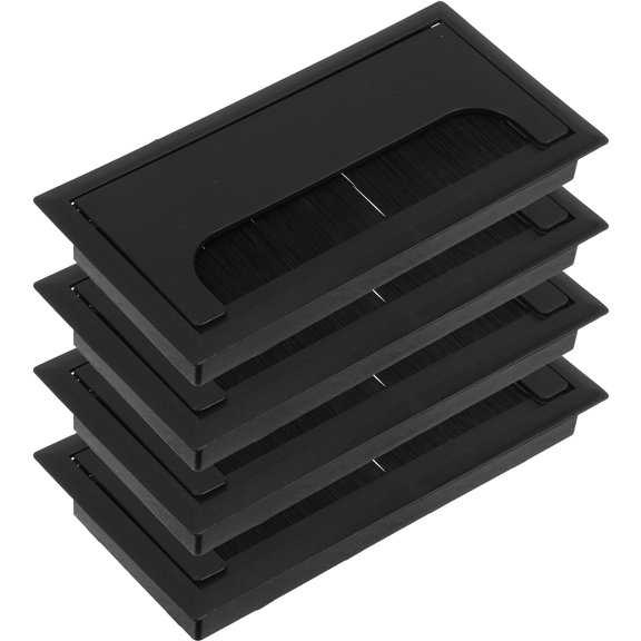 SEWCHICS 4-Pack Black Table Cable Grommets with Brush for Easy Desk Cable Management and Simple Installation