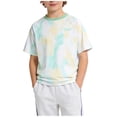 thumbnail image 6 of SGFCWSX Boys T Shirt Summer Short Sleeve Tie Dye Raglan Sleeve Crew Neck Casual Soft Teens Daily Wear Tee Tops Green Size 14, 6 of 6