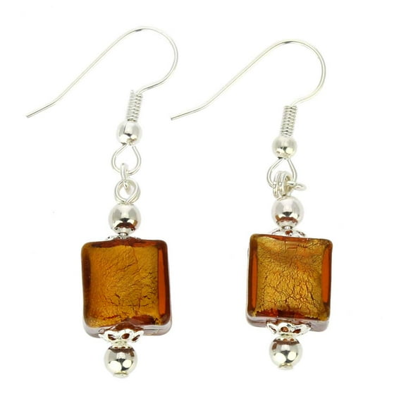 GlassOfVenice Murano Glass Antico Tesoro Cubes Earrings - Silver Topaz