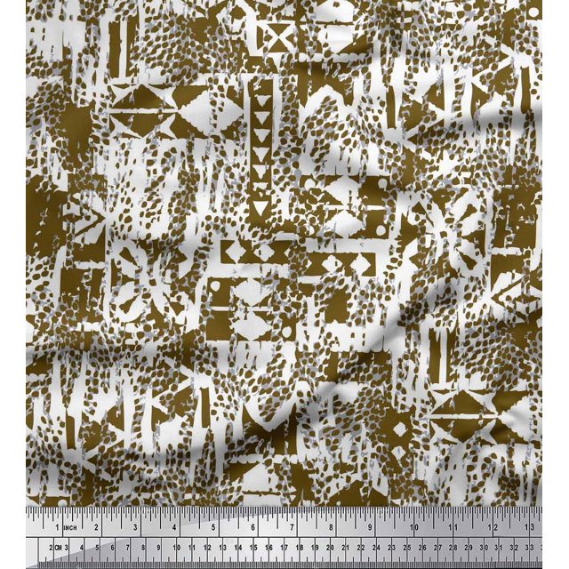 Soimoi Silk Fabric Animal Skin Texture Print Fabric by the Yard 42 Inch Wide