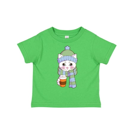 

Inktastic Cute White Cat in Scarf and Hat Gift Toddler Boy or Toddler Girl T-Shirt