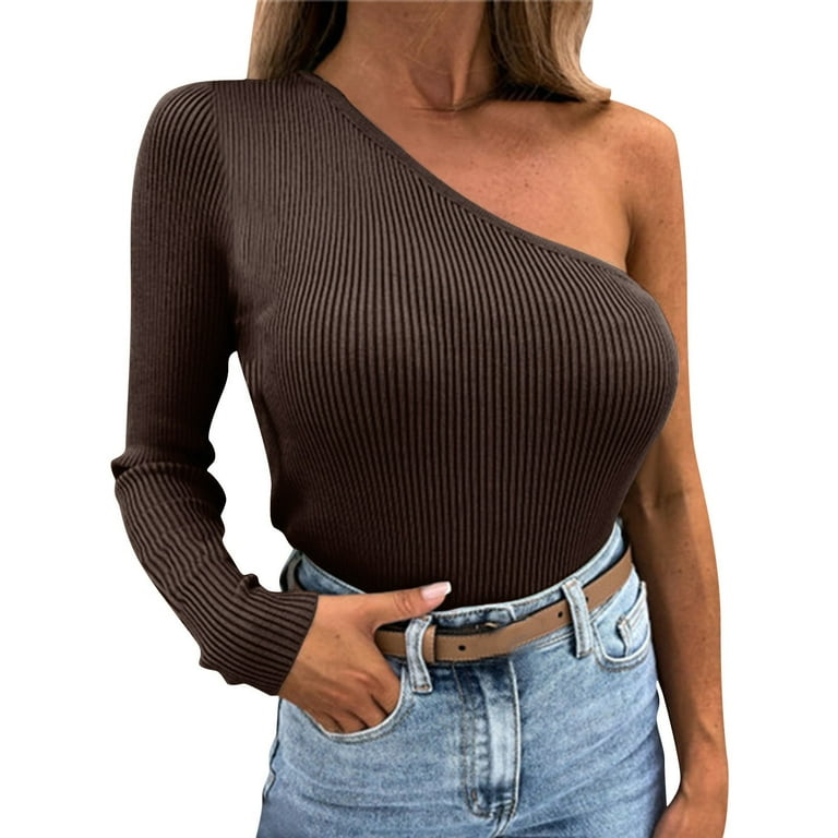 huaai cute tops for women trendy women s long sleeve one shoulder