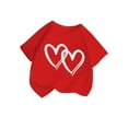 thumbnail image 3 of Byoo Toddler Girls Short-Sleeve T Shirt Heart Printed Casual Crew Neck Pullover Tee Top for Kids Summer Active T-Shirt, Red, 3 of 5