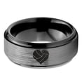 thumbnail image 2 of Tungsten Heart Shaped Volleyball Ball Band Ring 8mm Men Women Comfort Fit Black Step Bevel Edge Brushed Gray Polished, 2 of 4