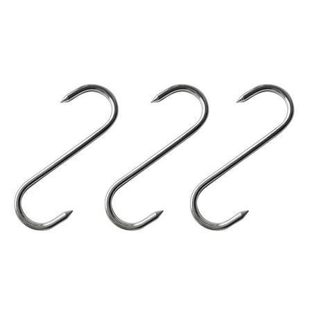

Set of 3 S Shaped Stainless Steel Metal Hooks Kitchen Meat Hanger Organizer