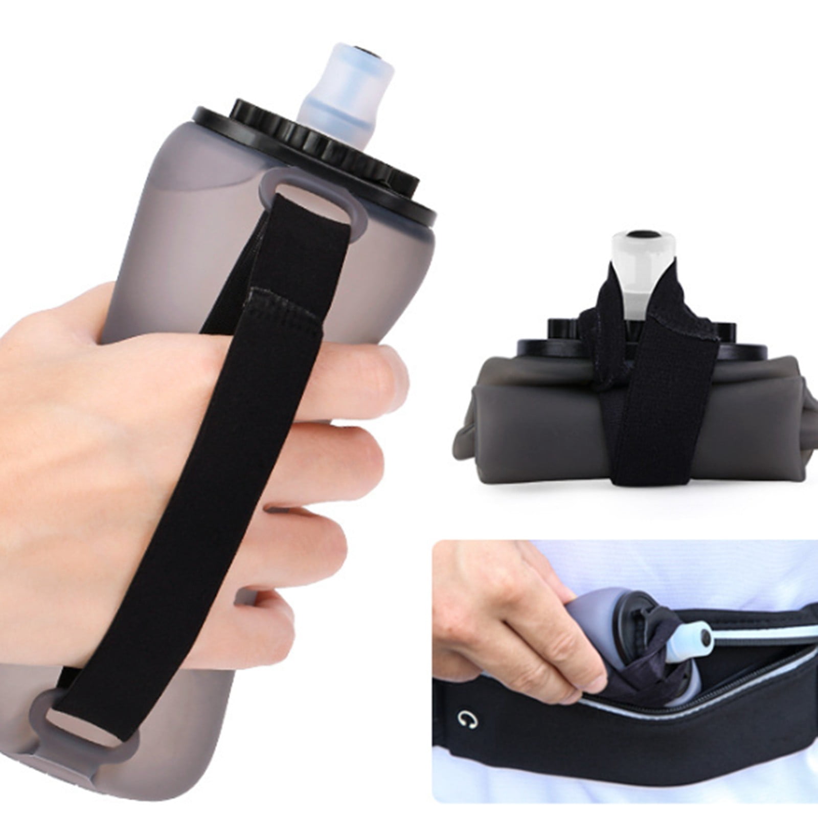 Soft Flask 11.8oz 350ml Soft Silicone Quick Grip Chill Handheld Water Bottle, Collapsible for Running Hydration Morning Jogging Climbing Cycling Sports Activity