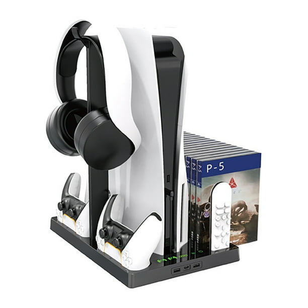 Soporte de refrigeración con cargador controlador para consola PlayStation 5 con ventilador de refrigeración de 3 velocidades, estación de carga para mando con organizador