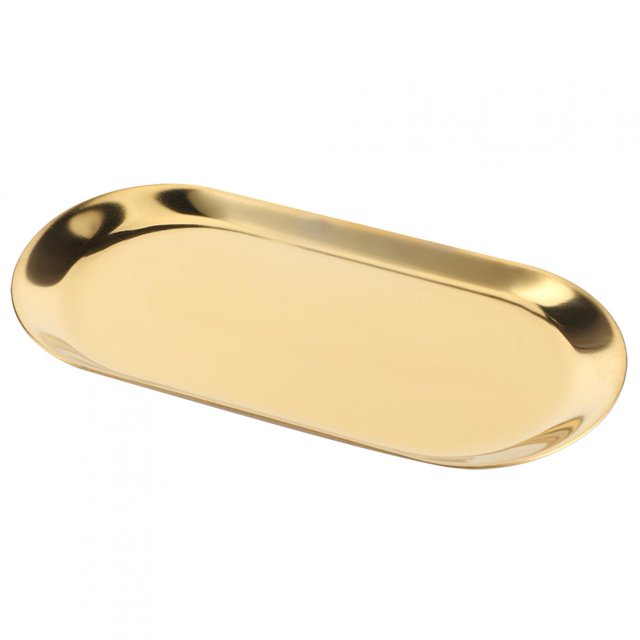 Bandeja para toallas BuyWeekMX Bandeja de joyería ovalada de acero inoxidable 5 uds plata oro oro rosa
