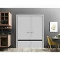 thumbnail image 3 of Solid French Double Doors 48 x 96 inches | Planum 0012 Grey Matte with Frosted Glass | Wood Solid Panel Frame Trims | Closet Bedroom Sturdy Doors, 3 of 5