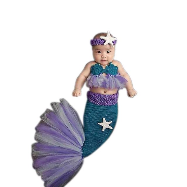 Conjunto de disfraz de cola de sirena para recién nacido, tejido de ganchillo, atrezos para fotografía de bebés, accesorios de estudio infantil Botao