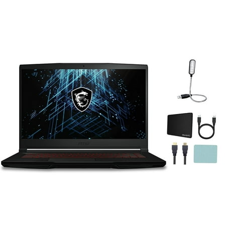 MSI GF63 Thin 11SC-693 15.6" FHD Gaming Laptop, Intel Core i5-11400H, 2.7GHz, NVIDIA GeForce GTX 1650, 12GB Memory, 512GB NVMe SSD, Windows 11 Home, Wi-Fi 6, Webcam, Black + Accessories