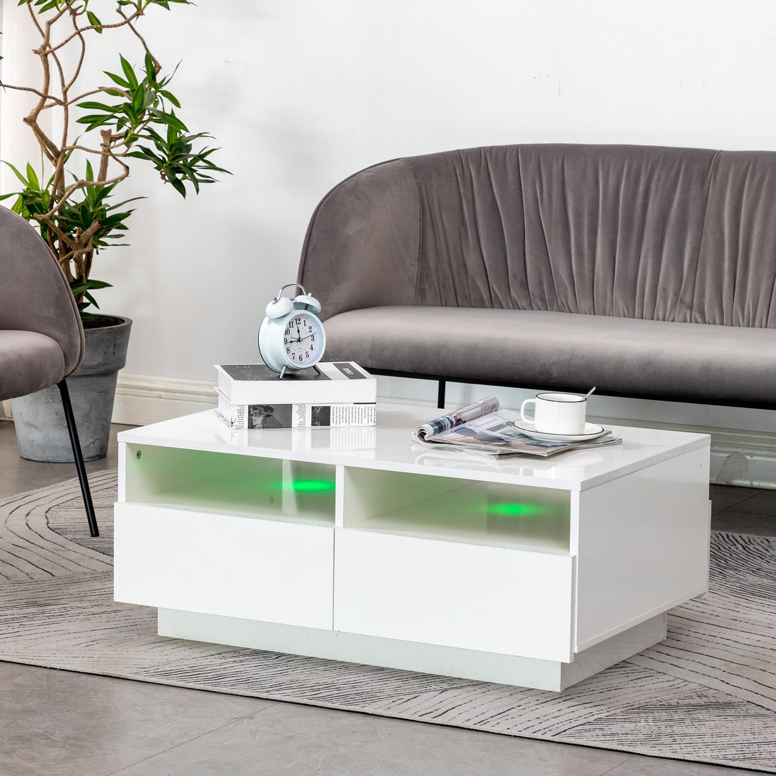 Modern MDF Rectangular Coffee Tea Table w/ Storage Shelf Living Room Furniture 