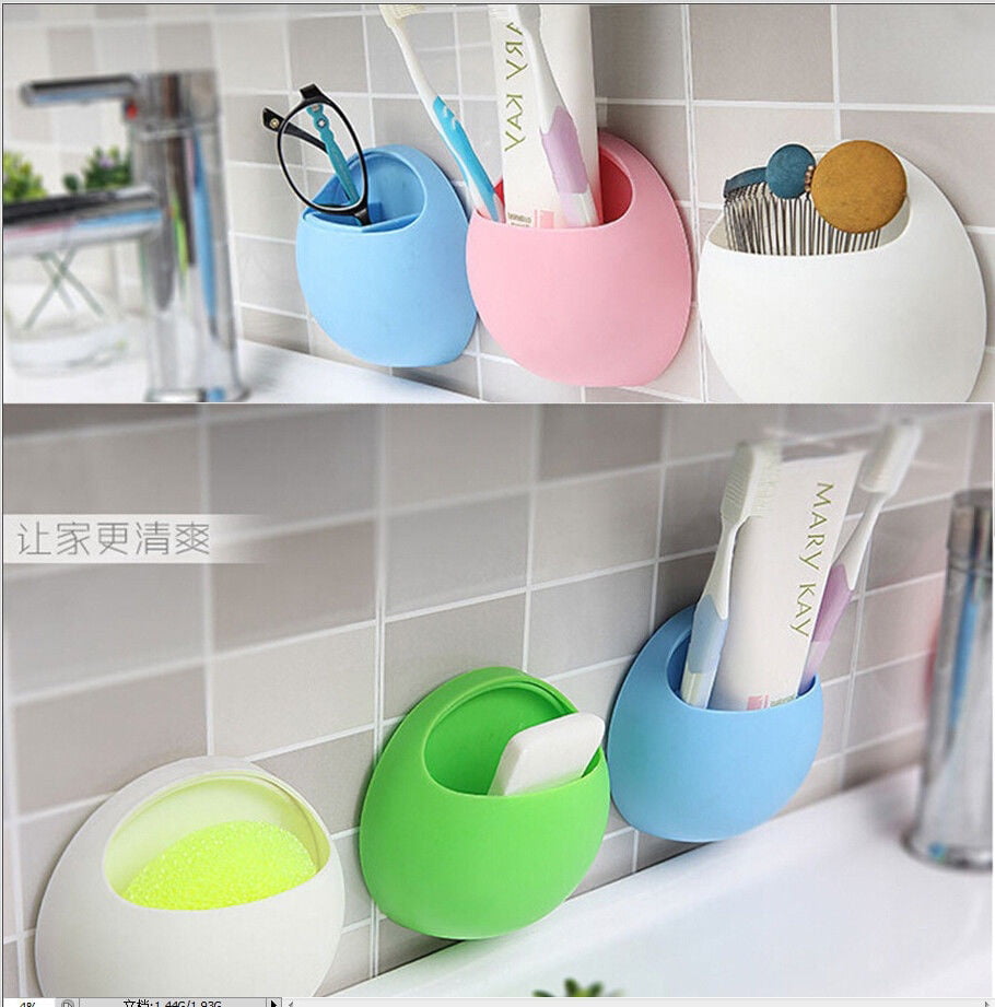 Home Bathroom Toothbrush Holders Wall Mount Sucker Suction Organizer Cup Rack 