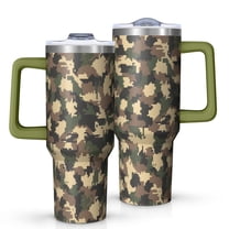 Camouflage 40oz Tumbler– Stainless Steel Insulated Tumbler with Handle and Straw, Large Capacity Travel Cup for Hot & Cold Drinks