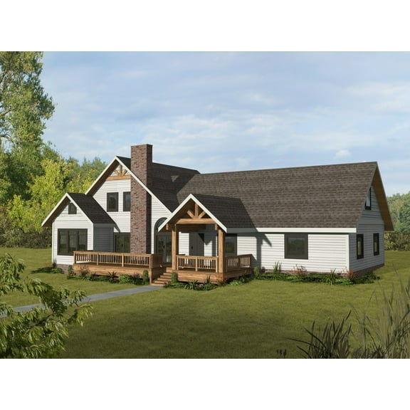 001-3460: Northwest Ranch 3 Bed, 3 Bath Luxury Home Plan, 2098 Sq Ft: Full Blueprints with License to Build by Home Plan Marketplace - Lesuto