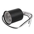 thumbnail image 2 of 5X E27 Ceramic Screw Base Round LED Light Bulb Lamp Socket Holder Adapter Metal Lamp Holder with Wire Black, 2 of 6