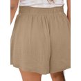 thumbnail image 3 of GORHGORH Women's Casual Solid Color Elastic Waist Cotton Linen Shorts, 3 of 3