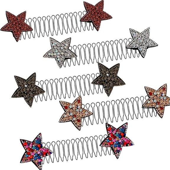 Trianu 5 Pcs Invisible Star Hair Clip, Stretchable Hair Clips, U Shape Hair Finishing Fixer Comb, Hair Holder Bobby Pins, Stars Hair Updo Accessories Hair Styling Tools for Girls and Women