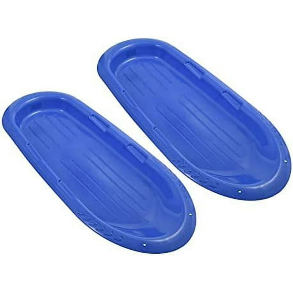 Superio Pack of 2 Toboggan Snow Sleds for Kids and Adults, 48" Heavy Duty Plastic Sliders for 2 Riders with Handles and Holes for Pull Ropes- (Ropes Excluded)