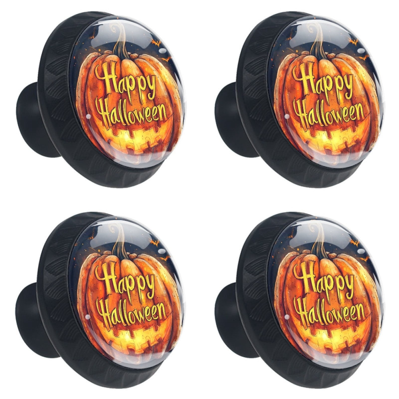 4 Pcs Happy Halloween Knobs for Kitchen Cabinet Cupboard Dresser Bookcase Drawer Pulls Handles Round Home Decor