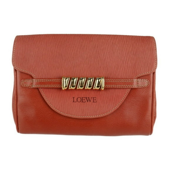 Pre-Owned LOEWE Loewe Velazquez Twist Clutch Bag Leather Vermillion Series Second (Good)