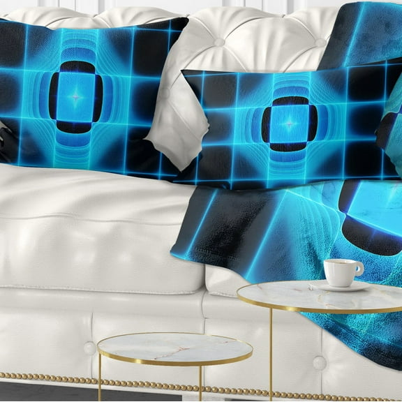 Designart Blue on Black Thermal Infrared Visor - Abstract Throw Pillow - 12x20