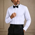 thumbnail image 2 of USNSM Men's Pleated Tuxedo Shirt Long Sleeve Wing Collar Formal Button Down Dress Shirts for Wedding Prom Party White XL, 2 of 9