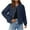 #347-Navy, variant on AUNVITO Women's Faux Suede Jacket Notched Lapel Short Outerwear Casual and Chic Style
